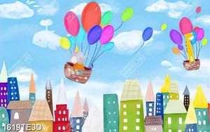 Tranh dán tường chú voi và khinh khí cầu