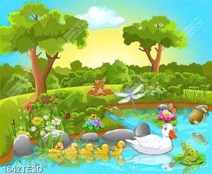 Tranh khu rừng và các loại động vật