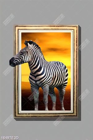 Tranh 3D ngựa vằn dán tường