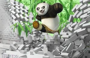 Tranh 3D kung fu panda và cây tre