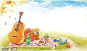 Tranh màu nước đi picnic