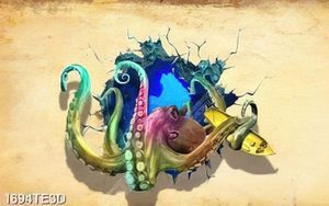 Tranh 3D chú Bạch Tuột