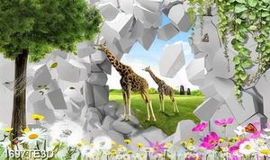 Tranh 3D đôi hươu dán tường đẹp