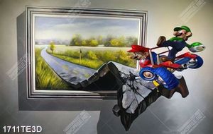 Tranh 3D sơn dầu Mario