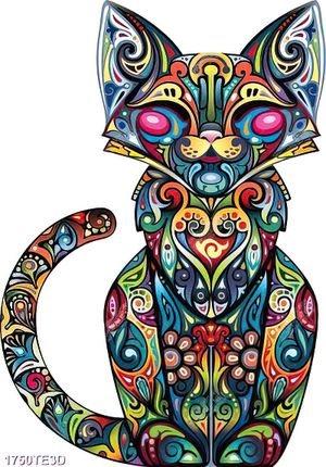 Tranh chú mèo vẽ bằng hoa văn
