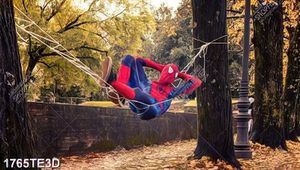 Tranh tranh người nhện nằm võng