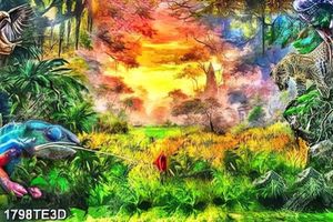 Tranh 3D sơn dầu khủng long