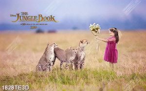 Tranh bé gái và báo trên cánh đồng