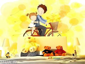 Tranh cậu bé lái xe đạp mùa thu