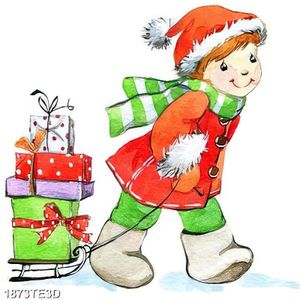 Tranh sơn dầu bé đón Noel