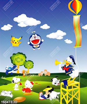 Tranh Doreamon và vịt Donald