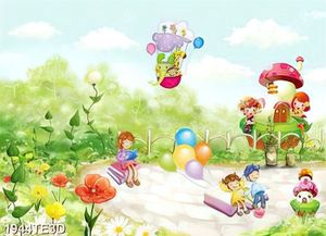 Tranh màu nước bé chơi trong công viên