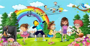 Tranh bé học dụng cụ âm nhạc