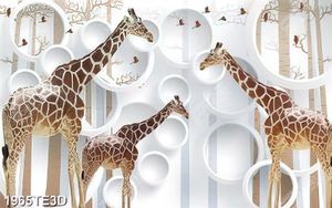 Tranh 3D đàn hươu cao cổ