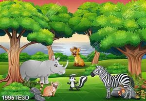 Tranh các con thú trong rừng xanh