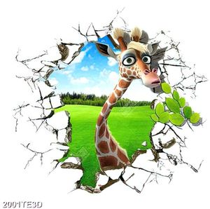 Tranh 3D hươu cao cổ in tường đẹp