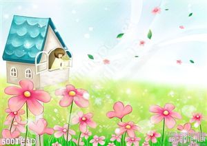 Tranh hình ngôi nhà nhỏ vector