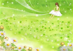 Tranh vector cô gái trên cánh đồng xanh