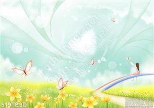 Tranh  cô gái ngồi cầu vồng