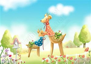 Tranh vector hươu dạo chơi