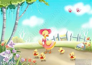Tranh chú vịt con đi chơi