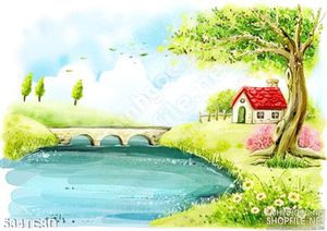 Tranh hoạt hình ngôi nhà bên hồ