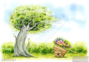 Tranh hoạt hình xe đẩy hoa