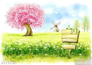 Tranh 3D hoa đào hồng