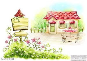 Tranh vector ngôi nhà ngói đỏ