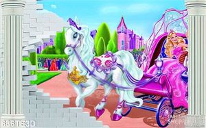 Tranh 3D ngựa trắng chở công chúa