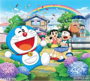 Tranh tường Doremon cùng bạn