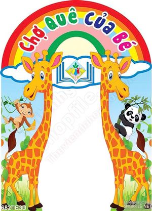 Tranh in cổng chợ quê của bé
