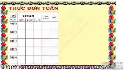 Tranh in tường thực đơn tuần