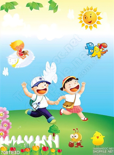Tranh bé vui đến trường