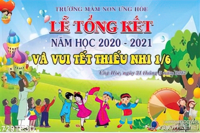 Tranh tường lễ tổng kết và vui tết thiếu nhi