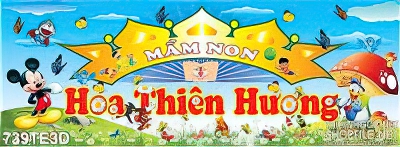 Tranh in tường trường mầm non hoa thiên hướng