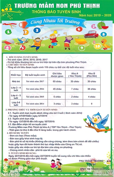 Tranh in tuyển sinh của trường mầm non