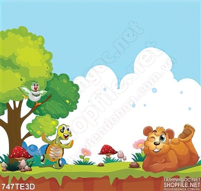 Tranh chú gấu vui vẻ