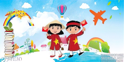 Tranh trẻ em cổ vũ việt nam