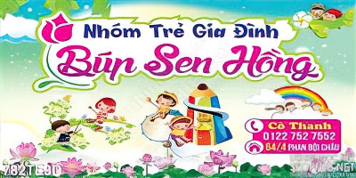 Tranh tường nhóm trẻ gia đình búp sen hồng