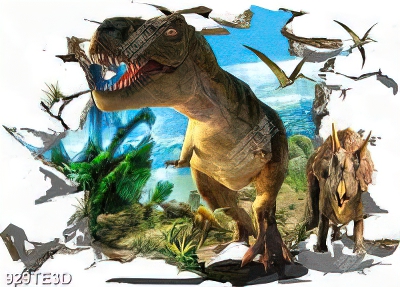 Tranh khủng long 3D trang trí tường phòng bé