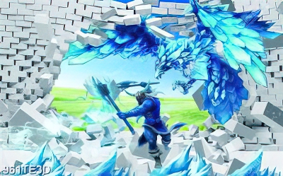 Tranh tường 3D siêu nhân và đại bàng trang trí tường