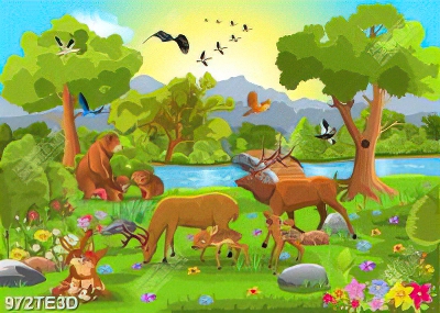 Tranh animal thú trong khu rừng thiên nhiên vector