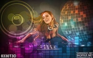 Tranh 3D girl DJ treo tường