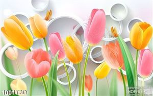 Tranh 3D hoa tulip trang trí tường hiện đại