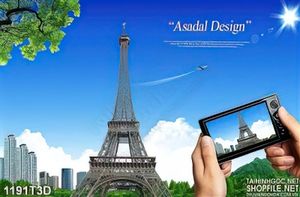 Tranh 3D tháp eiffel thủ đô Pari