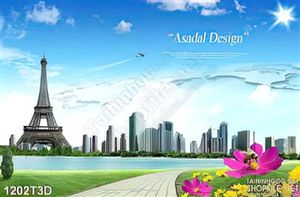 Tranh 3D tháp Eiffel thủ đô Pari