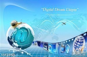 Tranh 3D nền xanh sky treo tường