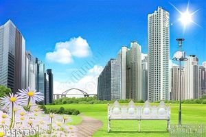 Tranh 3D khu chung cư cao tầng