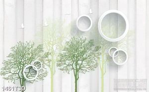 Tranh 3d trang trí  phòng khách rừng cây xanh